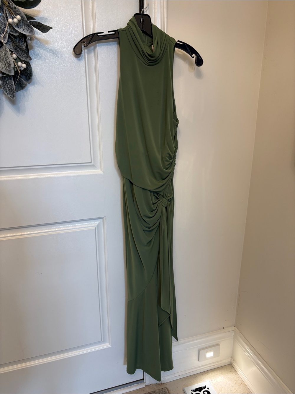 cinq a sept Olive Draped Halter Maxi Dress